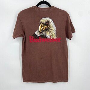 BUDWEISER Brew City Brown Bald Eagle American Beer Graphic T-Shirt Size Small